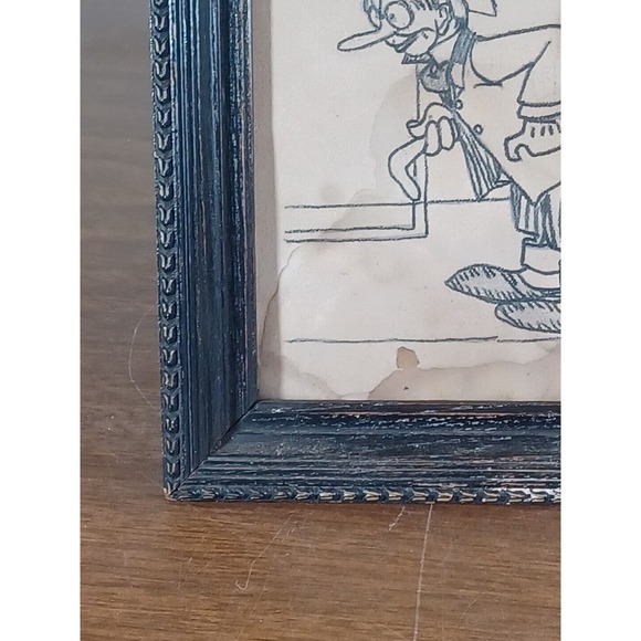 Antique Folk Art Pencil Drawing 5x6 Framed Late 1800s Early 1900s - Picture 12 of 14